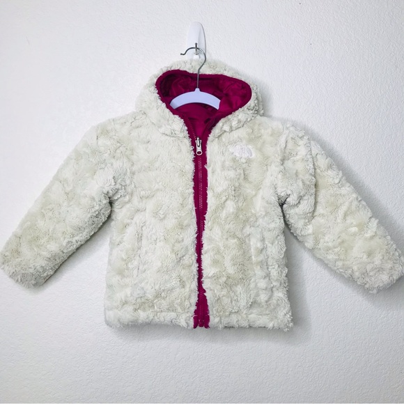 THE NORTH FACE Mossbud Swirl Reversible Hooded Puffer Jacket Dark Pink - Picture 13 of 15